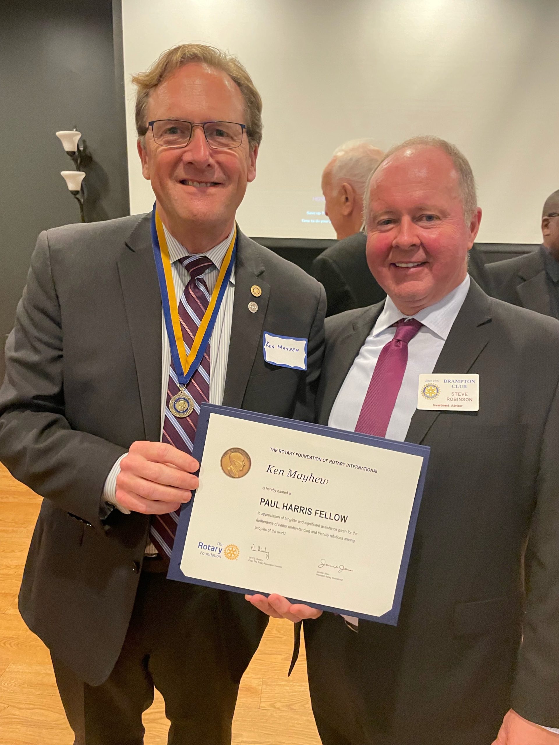 President & CEO, Ken Mayhew Named a Paul Harris Fellow by the Rotary